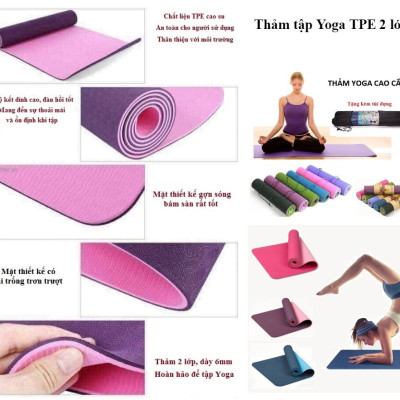Thảm Tập YoGa TPE Cao Cấp 6 mm Loại Dày 2 Lớp GroFa - Chính Hãng