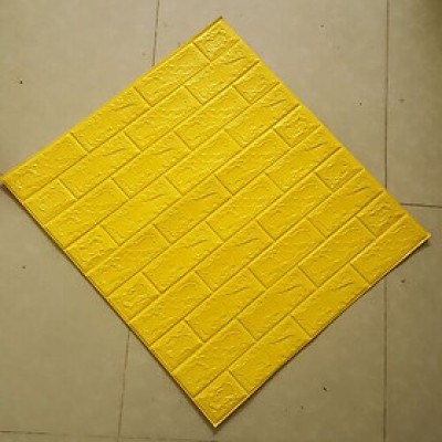 Bộ 5 Tấm Xốp Dán Tường 3D Giả Gạch Vàng Đậm 70cmx77cm