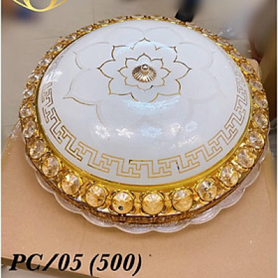 Đèn ốp trần pha lê HUATE D500mm trang trí nội thất hiện đại, sang trọng - 3 chế độ ánh sáng.