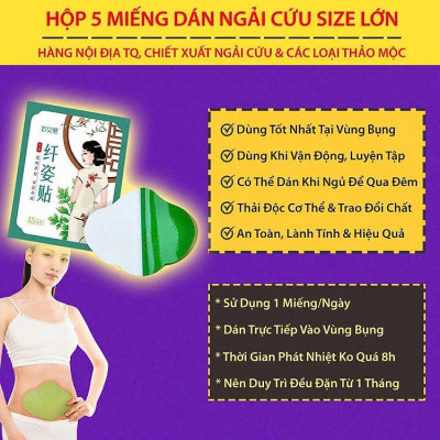 Hộp 12 Miếng Dán Ngải Cứu Tan Mỡ EO Thon Gọn Detox Thải Độc Cơ Thể Hiệu Quả Tiện Lợi
