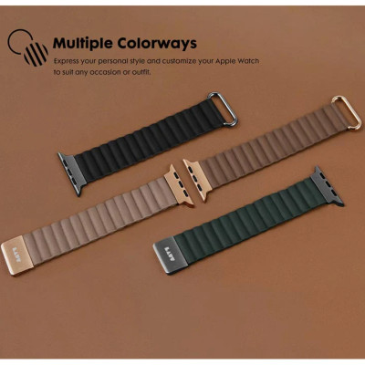 Dây LAUT Novi Luxe Cho Apple Watch Series 1~9/ SE/ Ultra 1/2 (42/44/45/49mm) Làm Từ Da Thuần Chay Mềm Mại Khóa Nam Châm Hàng Chính Hãng