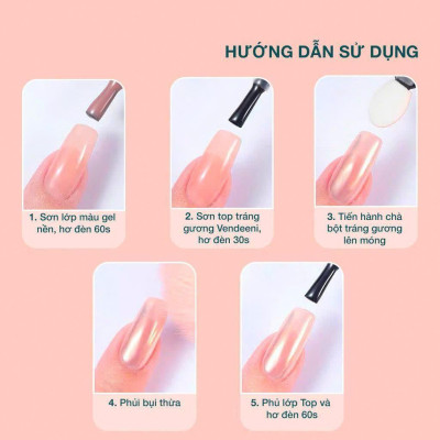 Top Bóng Chà Tráng Gương Vedeeni Làm Nail Chai 15ml Vỏ Đỏ Hồng, Sơn Gel Magic Mirror Top Coat Bám Bột Siêu Sáng, Bền Màu Móng Nữ Women