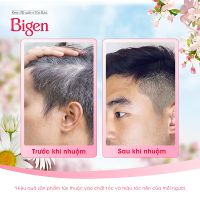 Thuốc nhuộm phủ bạc Bigen Men dành cho nam, nhuộm tóc bạc hoàn toàn, mùi dễ chịu, tiện lợi 80ml dạng kem