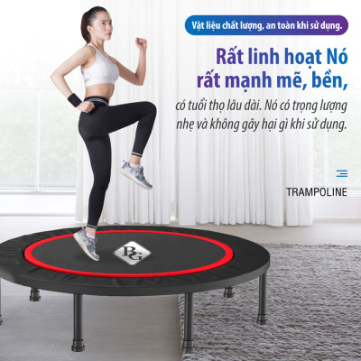 BG Sàn nhún,bạt nhún có thể gấp gọn cao cấp Trampoline size 1m-1,2m có thanh vịn dành cho mọi lứa tuổi