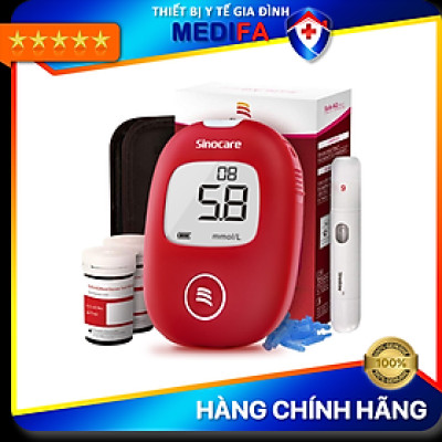 Bộ máy đo đường huyết Sinocare Safe AQ Smart tặng 1 hộp 50 que thử đường huyết và hộp 50 kim chích máu
