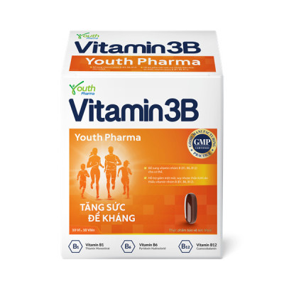 Viên Uống Vitamin 3B Youth Pharma Bổ Sung Vitamin Nhóm B (B1, B6, B12) - Hộp 100 Viên