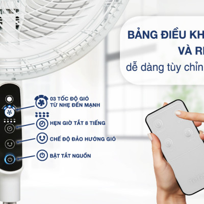 Quạt đứng Tefal TB Silence Plus VH689690-Trắng Cánh Trắng- Hàng chính hãng