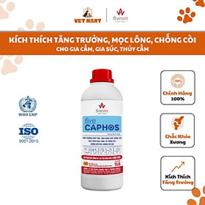 Five Caphos - Siêu tăng trưởng, kích thích mọc lông, chống còi, chống mổ cắn cho gia súc, gia cầm, thủy cầm 1LÍT_Fivevet