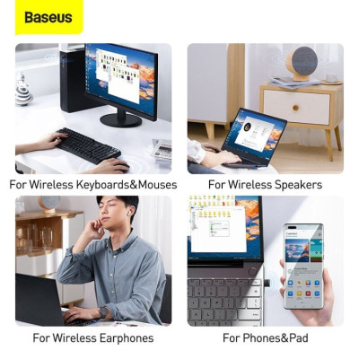 USB chuyển đổi Baseus Wireless Adapter BA04 for Laptop phát Bluetooth 5.1 ZJBA000001 - Hàng chính hãng