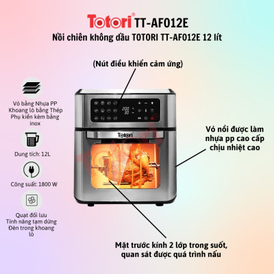 Nồi chiên không dầu TOTORI TT-AFO12E / TT-AFO12M 12 lít - Hàng Chính Hãng - Bảo Hành 12 Tháng