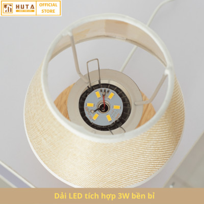 Đèn Ngủ Để Bàn Gỗ HUTA G9 Mini Phong Cách Vintage, Đầu Cắm USB, Decor Trang Trí Phòng Ngủ, Đầu Giường, Dải Led Ánh Sáng Vàng