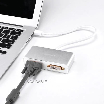 Ugreen UG10438MD109TK Màu Trắng Bộ chuyển đổi Mini displayport sang HDMI + VGA + DVI cao cấp - HÀNG CHÍNH HÃNG