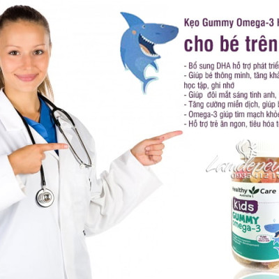 Omega-3 Úc Cho Bé Healthy Care Gummy Omega-3 Dạng Kẹo Dẻo Giúp Phát Triển Não Bộ Tăng Khả Năng Nhận Thức, Tập Trung Và Ghi Nhớ Tăng Hệ Miễn Dịch, Bổ Cho Tim Và Mắt – Hộp 250 Viên