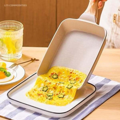 Chảo chữ nhật chống dính cán gỗ 18cm - chảo chiên trứng cuộn phong cách Hàn Quốc