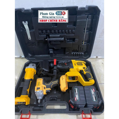 Bộ Combo Gồm Máy Khoan Đục Bê Tông, Máy Mài Và Máy Chuyên Vít Dùng Pin 199V 15 Cell, Máy Siêu Khỏe - Bảo Hành 1 Năm