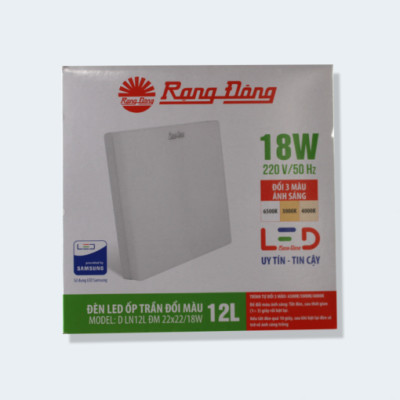Đèn LED Ốp trần Vuông 18W Đổi màu