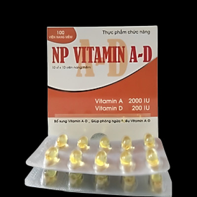 Viên uống VITAMIN AD -Hộp 100 viên - Sáng mắt đẹp da ,Giúp trẻ chắc xương, phát triển hệ xương khẻo mạnh, cao lớn., Vinaphar