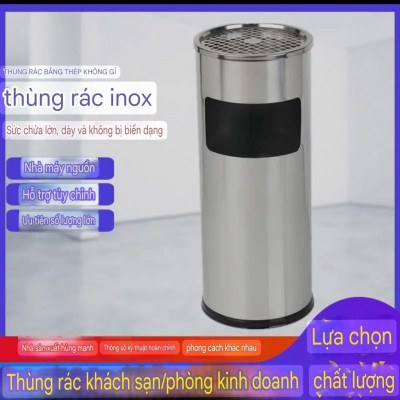 Thùng Rác Inox Gạt Tàn Thuốc - Ø250 X 610H