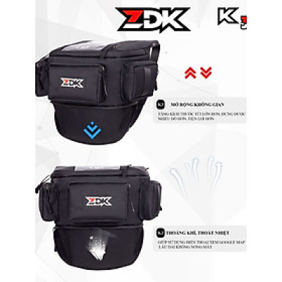 Túi treo xe máy chính hãng ZDK K3, nhiều ngăn, túi treo đầu xe, túi treo ghi đông xe máy chứa đồ dùng, cảm ứng điện thoại tốt - Hàng chính hãng