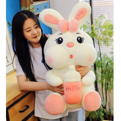 Gấu Bông Thỏ Ôm Bình Sữa - Thỏ Nhồi Bông Cao Cấp