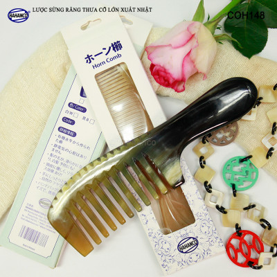 Lược Sừng răng thưa chải tóc xoăn/ xù rối (Size: XL - 20cm) COH148 - Giúp thư giãn Massage đầu, lưu thông máu - Chăm sóc tóc