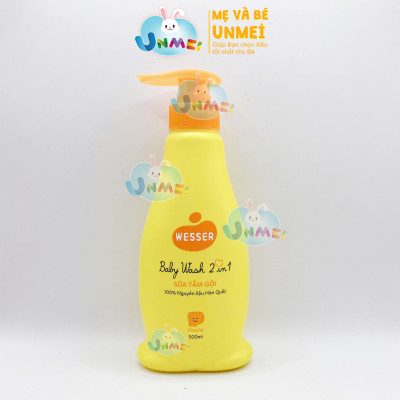 Bộ 2 Chai Sữa Tắm Gội Wesser 2in1 Hương Phấn (500ml x 2) - Cam