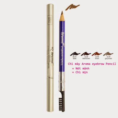 Chì vẽ mày sắc nét Aroma Eyebrow Pencil Hàn Quốc No.22 Black Brown tặng kèm móc khoá