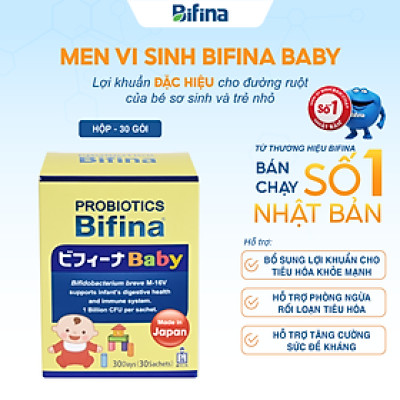 Hỗ trợ tiêu hoá khoẻ, tăng đề kháng cho bé - Men vi sinh Bifina Baby Nhật Bản- Hộp 30 gói