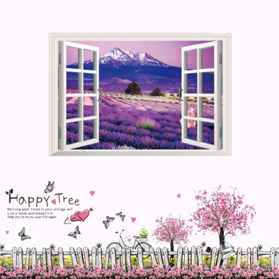 Decal dán tường Combo Cửa sổ và chân tường hồng AmyShop (200 x 100 cm )