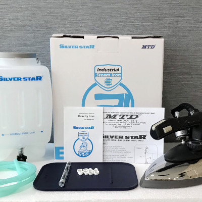 Bàn ủi hơi nước bình treo công nghiệp ES-94A Silver Star + Mặt nạ chống bóng vải - Hàng Chính Hãng