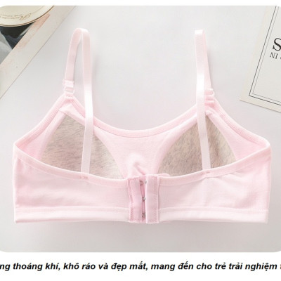 Áo Lót Nữ – Áo Lá Học Sinh Cotton Trơn Mút Liền Cài Sau 3 Móc F004 – 5 Màu, Free Size