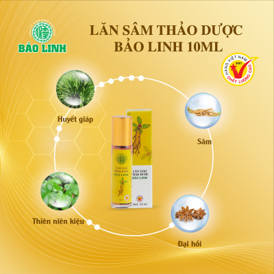 [Combo 3 Chai] Dầu Lăn Sâm Thảo Dược Bảo Linh 10ml - Xoa bóp, massage giảm đau đầu, nhức mỏi, thư giãn