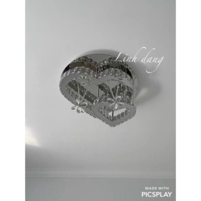 Pha lê chuẩn Đèn mâm Ca Sỹ Pha Lê ốp trần hình con tim KT 55x55cm, đèn ốp trần, đèn chùm phale, đèn thả trần M9207 DT