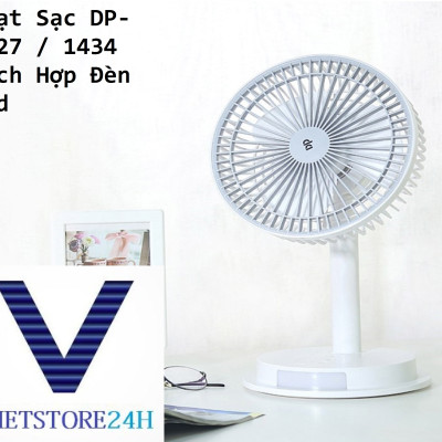 Quạt Sạc DP-7627 / 1434 Tích Hợp Đèn Led VT - Hàng chính hãng