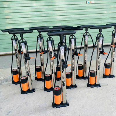 Bơm xe đạp, xe máy thân inox thương hiệu Kirito nhật bản có đầu bơm bóng, bơm đệm - Bơm inox Kirito