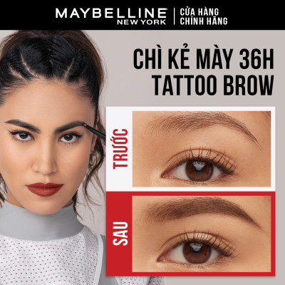 Chì Kẻ Mày 36H Lâu Trôi, Kháng Nước, Dễ Kẻ, Chuẩn Màu Tattoo Brow Maybelline New York Pigmented Pencil 0.25g