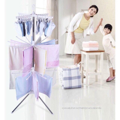 Cây Sào Phơi Đồ Inox Thông Minh Gấp Gọn Đa Năng 3 Tầng Treo Đồ Cho Trẻ Em, Bé Sơ Sinh Giao Màu Ngẫu Nhiên