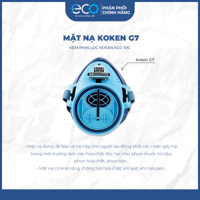 Combo mặt nạ phòng độc phun thuốc trừ sâu Koken G7 Nhật Bản kèm kính chống hoá chất, chống đọng sương 3M 1621AF