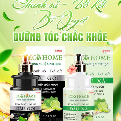 Dầu Xả Chanh Sả Bồ Kết Công Nghệ Sinh Học-ECOHOME Kim Ngân Store Giúp Phục Hồi Tóc Hư Tổn, Giảm Gãy Rụng Tóc Chai 500ml