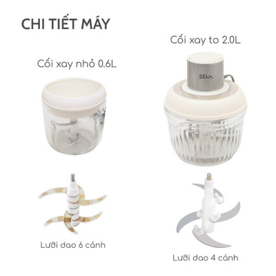 Máy xay thịt đa năng SEKA SK2287 có 2 cối thuỷ tinh, công suất 500W - Hàng nhập khẩu