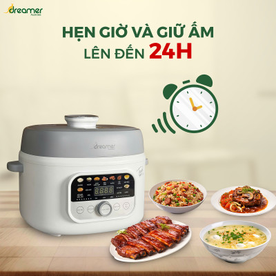 (HÀNG CHÍNH HÃNG) NỒI ÁP SUẤT ĐIỆN ĐA NĂNG DREAMER DKA-EPC14, 11 chức năng, 10 lớp bảo vệ an toàn, 2 nắp nồi, công suất 1300W, BH 12 tháng