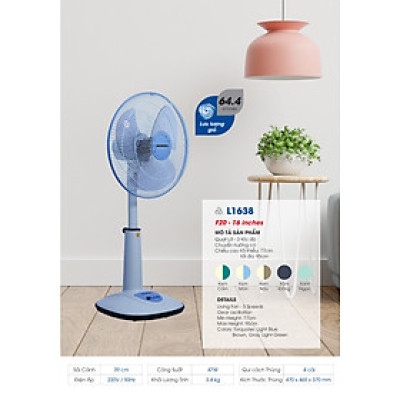 Quạt Lỡ ống nhựa SENKO L1638 - Màu ngẫu nhiên - Hàng chính hãng