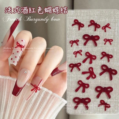 Set 50 Chiếc Nơ Đỏ 3D Mix Size Làm Nail Nữ Tính, Charm Nơ Đỏ Bằng Nhựa Gắn Móng Tay Nghệ Thuật Trẻ Trung Women