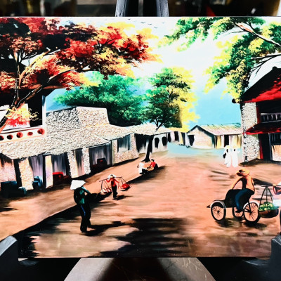 Tranh Sơn Mài - PHỐ CỔ VIỆT NAM | Size 20x30 cm | Nghệ Thuật Truyền Thống – Trang Trí Tinh Tế