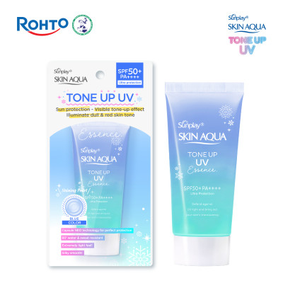 Kem chống nắng nâng tông Skin Aqua Tone up Blue cho da vàng có khuyết điểm đỏ, dạng tinh chất Sunplay Skin Aqua Tone Up UV Essence Blue SPF 50+ PA++++ 50g