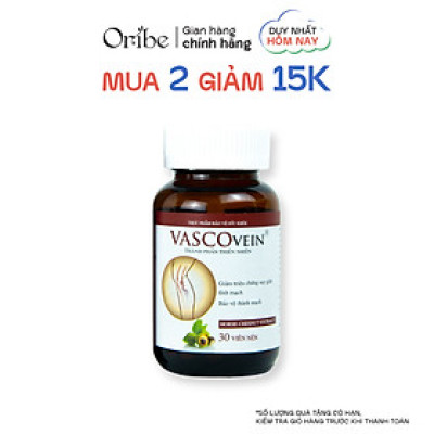 Viên Uống Hỗ Trợ Điều Trị Bệnh Suy Giãn Tĩnh Mạch Vascovein (Hộp 30 viên), Chiết Xuất Từ Hạt Dẻ Ngựa - Nguyên Liệu Nhập Khẩu Châu Âu