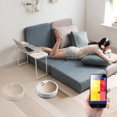 Robot Hút Bụi Thông Minh Thế Hệ Mới ES300 Pro điều khiển qua app điện thoại Siêu Mạnh Mẽ Tích Hợp Cảm Ứng Chạm, Kiêm Lau Nhà Bản Nâng Cấp Hàng Nhập Khẩu