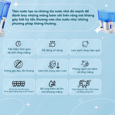 Máy tăm nước gia đình H2ofloss HF9 Whisper, phiên bản cao cấp với động cơ giảm độ ồn