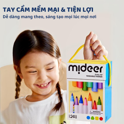 Bút màu nước cho bé Mideer, bút lông xóa được an toàn cho bé Washable Marker