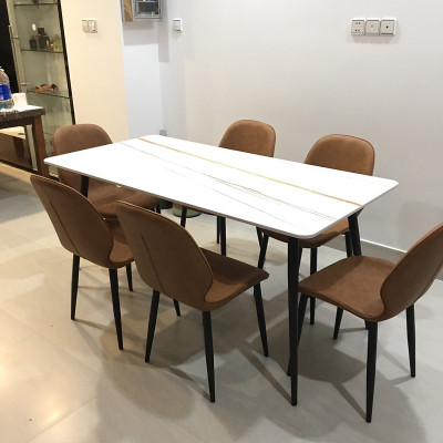 Bộ bàn mặt đá cao cấp Juno sofa 1m6 x 80 cm và 6 ghế da